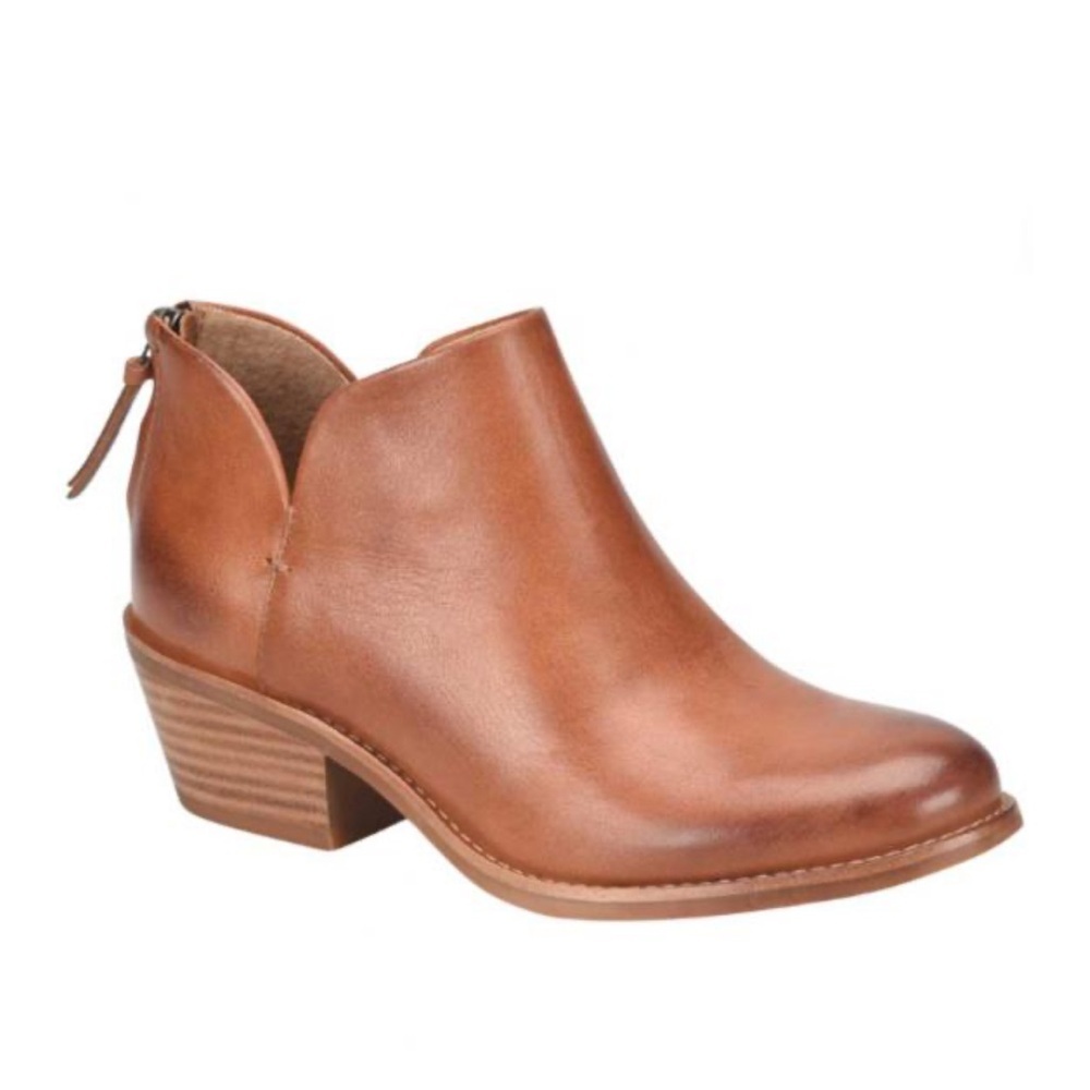 Sofft Tan Leather Cutout Ankle Booties